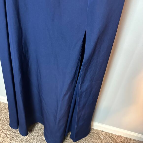 NWOT IEENA for Mac Duggal BOW ONE SHOULDER NAVY BLUE A-LINE FORMAL GOWN SZ 16 - Picture 8 of 12